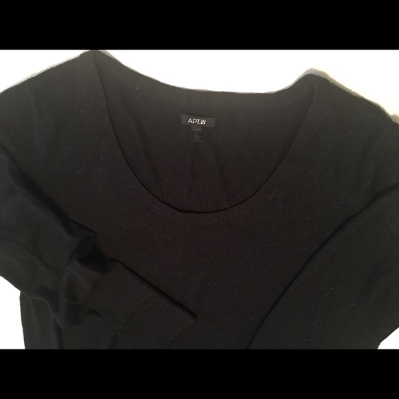 Black lightweight sweater with sheer bottom detail - Picture 2 of 5